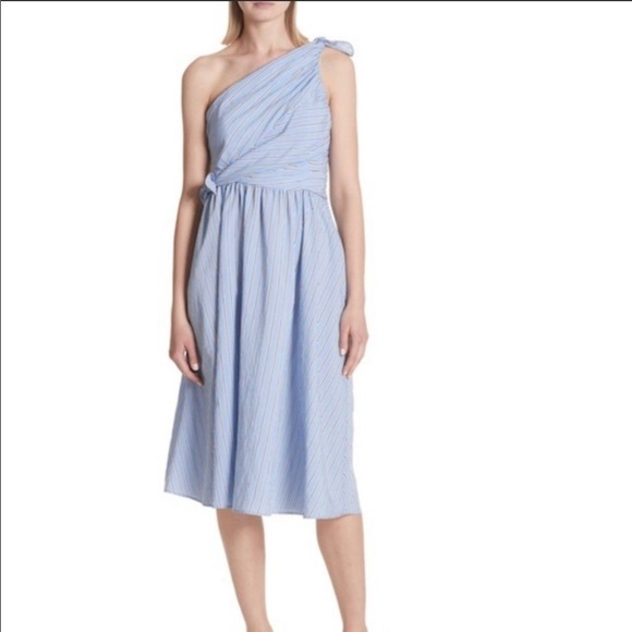 A.L.C. Cabrera Blue Stripe One-Shoulder Midi Dress Size 12 - Picture 1 of 8
